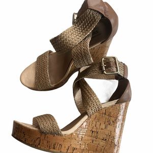 STEVE MADDEN Braided Strappy Cork Wedge Sandal 6